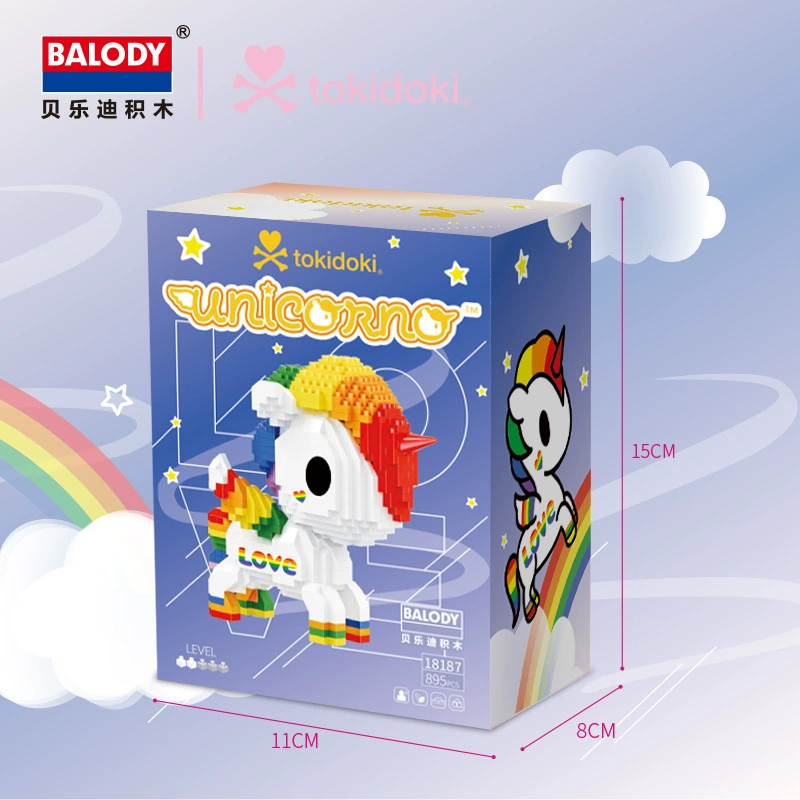 Балоди/Беледи подлинно авторизованный единорог Tokidoki совместная модель микро-гранулирующий пазл сборка конструктор