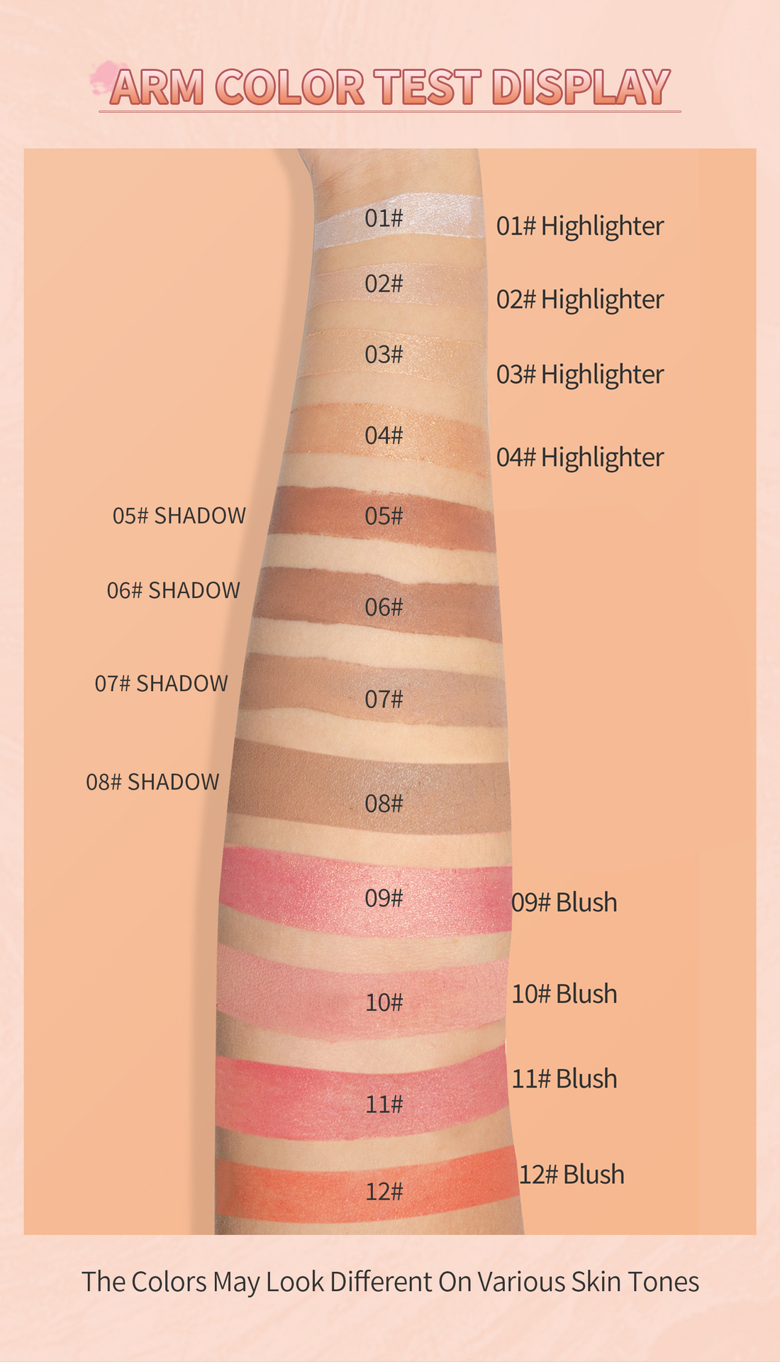 Hellokiss Multi-color Highlighter Blush Makeup Stick Bronzer Three-dimensional Natural Brightening Multi-functional Contouring stick undefined