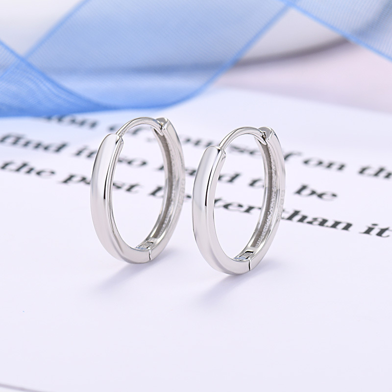 Elegant 925 Silver Needle Minimalist Round Hoop Earrings