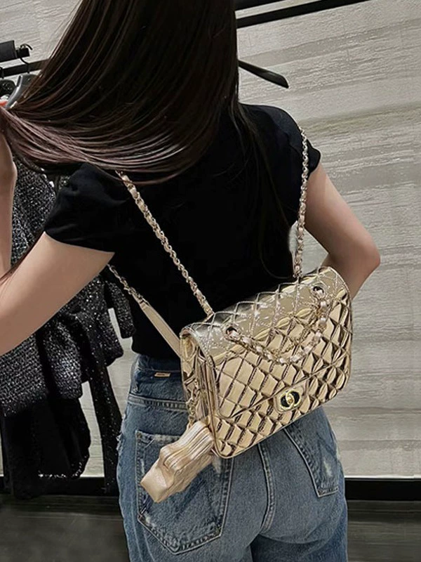 Стильный рюкзак, сумка через плечо, маленькая цепочка, стиль Chanel, городской стиль, премиум, сумка-цепочка
