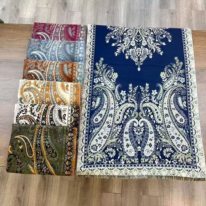 她信跨境秋冬植物印花佩斯纹利花朵图案ins风设计感围巾scarves|undefined
