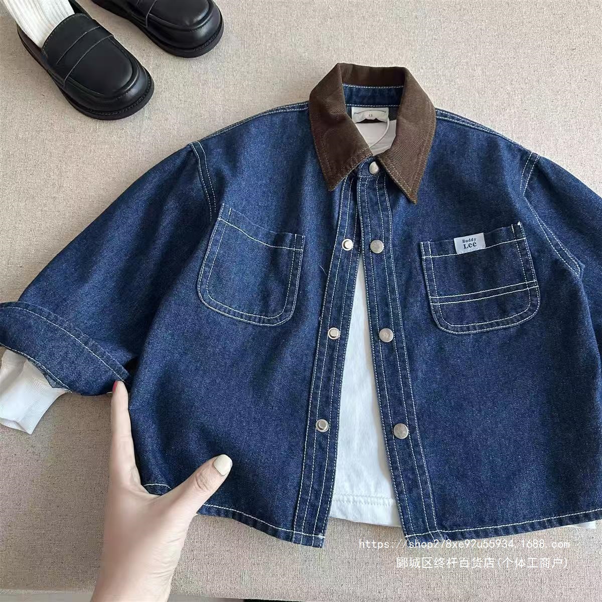 Children's denim shirt, 2026 new spring/autumn collection, Korean-style shirt for boys, stylish top, autumn children's clothing, small-sized outerwear