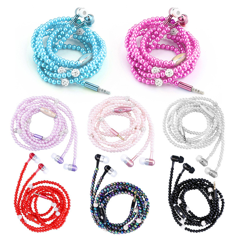 Wired Pearl Necklace Headset Control Sports Stereo In-ear cross