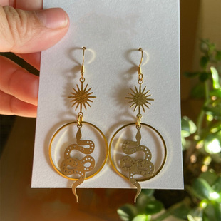 �羳���Q���R�dDainty Sun Hoop Serpent Dangle���h�S��ֱ��