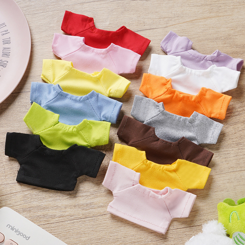13cm Cotton Doll Solid Color Short-Sleeved T-Shirt 23cm Labubu Dog Doll Clothes Replaceable Outfits DIY