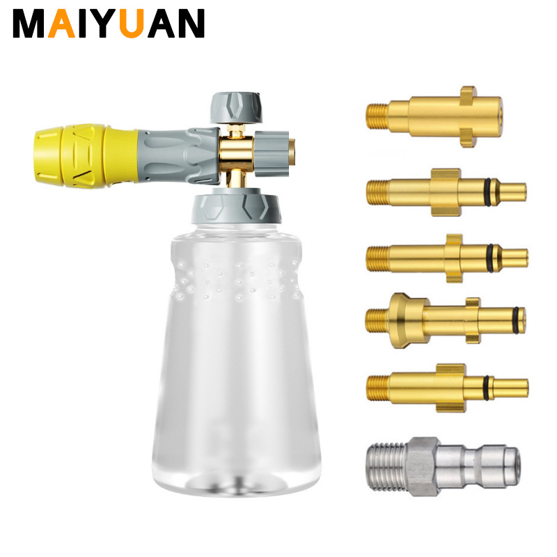 跨境新款 高压洗车水枪泡沫壶1/4快接透明PA壶大口径雪花泡沫喷壶