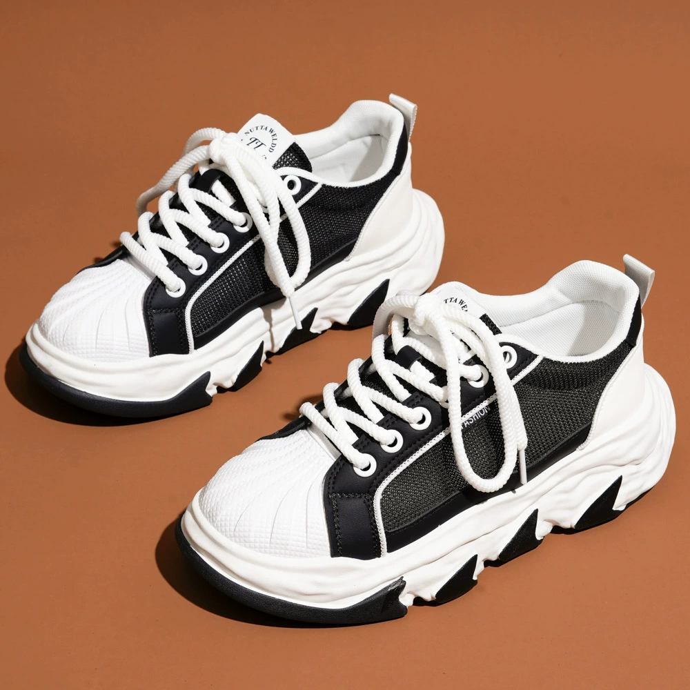 Мужская обувь Лето 2024 новая воздухопроницаемая сетчатая обувь папы толстая подошва увеличена маленькая белая обувь мужская спортивная повседневная обувь мужская