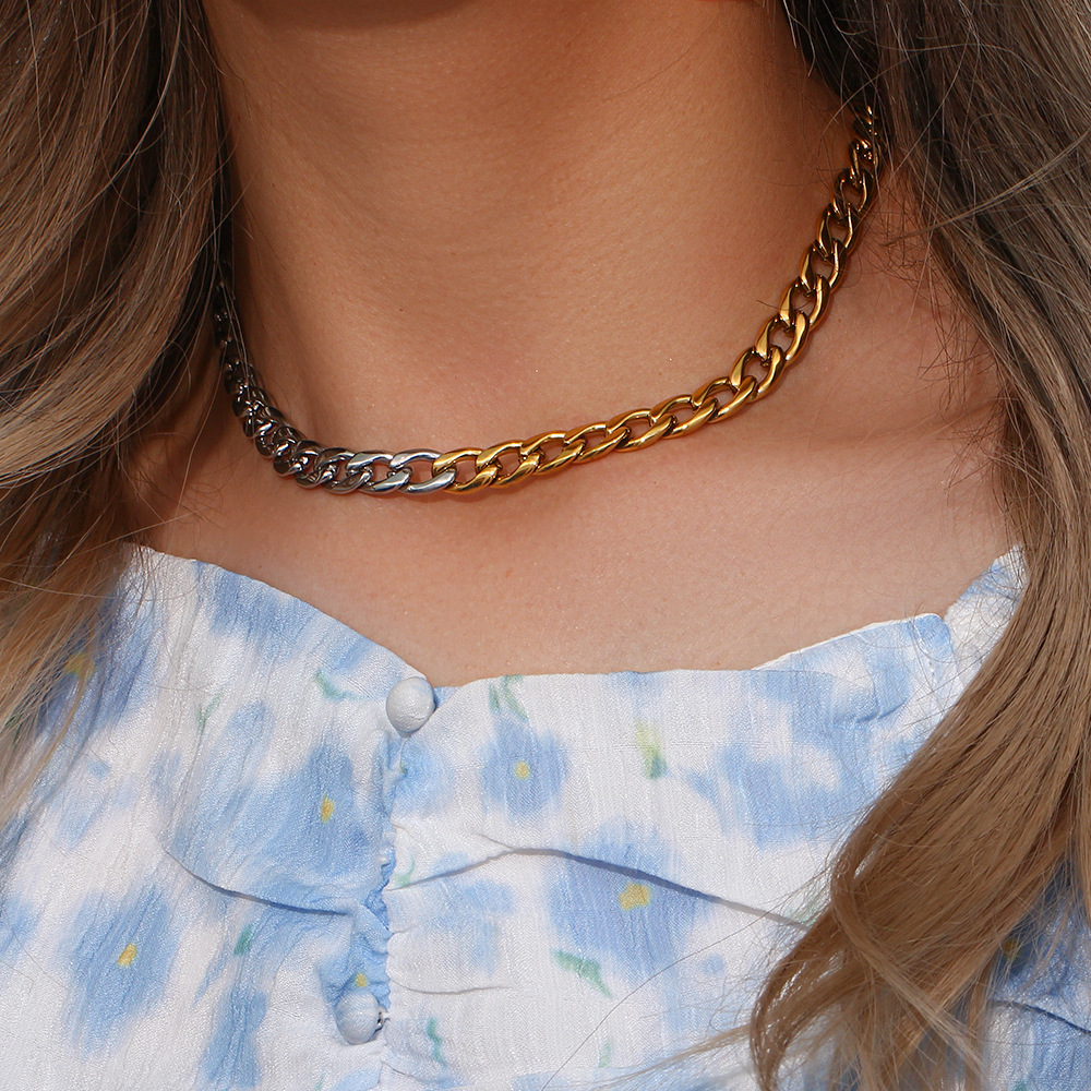 Hip-Hop Geometric Stainless Steel Plating Necklace