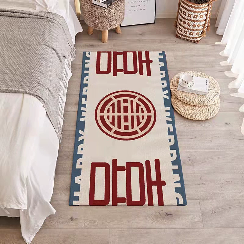 Китайский стиль свадебное красное hi-символ bedroom imitation cashmere плед у двери прихожей, нескользящий влагопоглощающий ковер