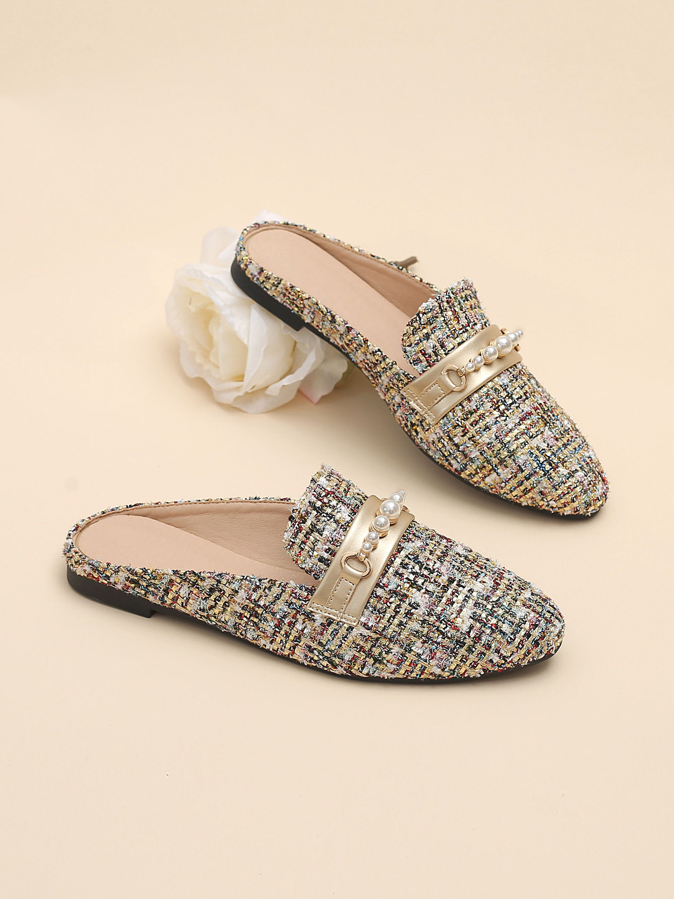 Fragrance style outside wear pointy toe half drag flat heel shoes lazy plus size fashion all-match cross-border foreign trade wholesale_voghion.com