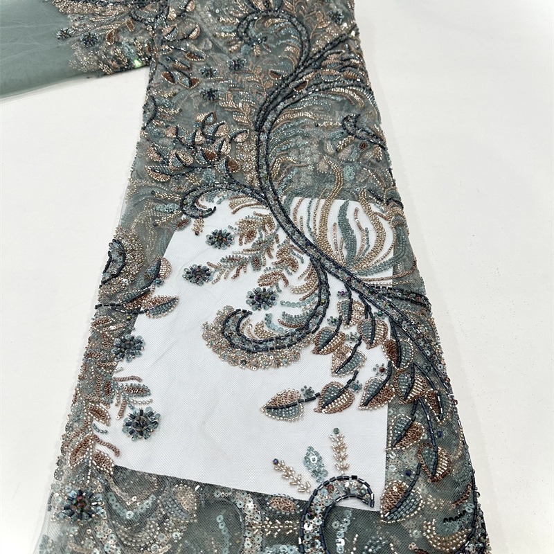 Tejido de bordado de encaje de tubo de sequilla comercio exterior transfronterizo spot vestido de boda vestido de noche vestido de mujer tela