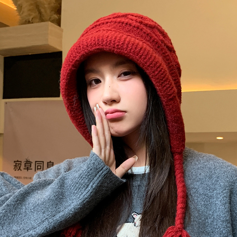 韩版氛围感秋冬季帽子女款时尚百搭针织毛线帽显脸小巴拉克拉法帽|undefined