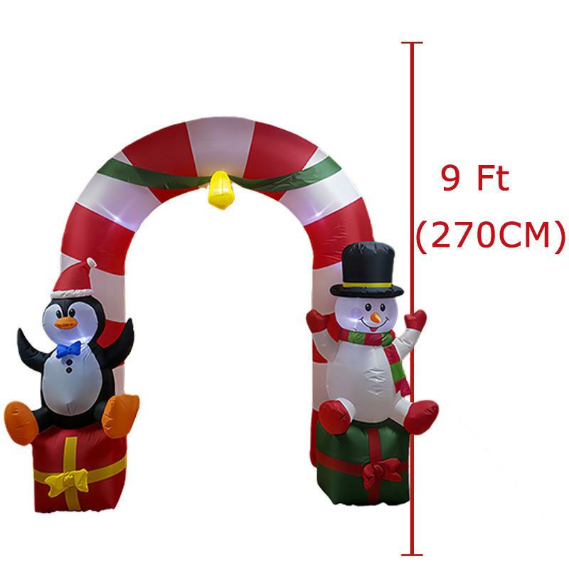 2.7 Navidad arco infláble aire moldeado cinturón muñeco de nieve pingüino lámpara LED jardín decoración decorativa