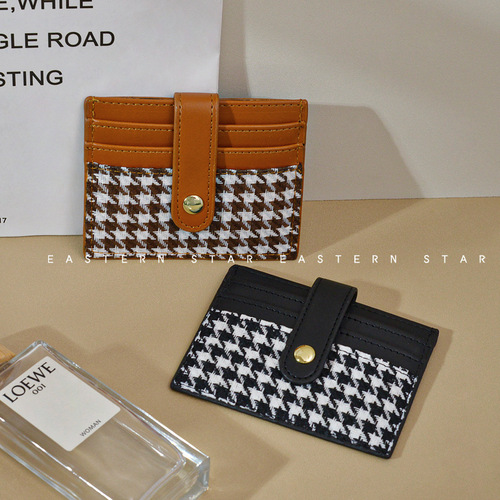  New Women's Wallet Student Korean Version Ultra-Thin Houndstooth Small Fresh Fashion Trendy Coin Purse Card Holder Integrated
