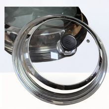 加厚不锈钢雅式盖 无磁家用汤蒸锅盖 大铁锅组合透视玻璃盖子