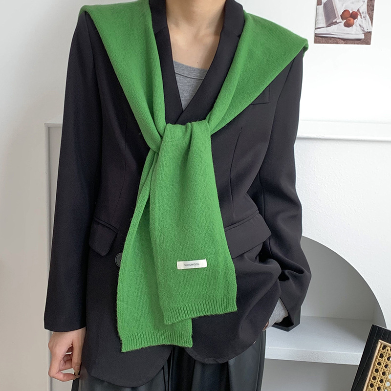 Tejido de lana pura con un chal de aire acondicionado de mujer cuello falso decoración bufandas de nudos hombros cálidos manteniendo el cuello