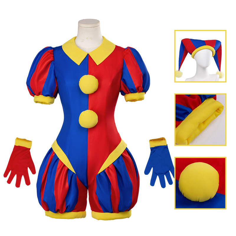 Magic Digital Circus Pomni Cosplay Costume for Adults and Children, Pomni Jumpsuit Halloween Cosplay Outfit Magic Digital Circus Pomni Cosplay Costume for Adults and Children, Pomni Jumpsuit Halloween Cosplay Outfit