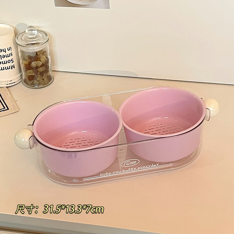 二重の水たまりの果物の皿の客間のお茶の家庭用2025新型の果物の神器のミニの野菜を洗って水のたらいを濾過します。|undefined