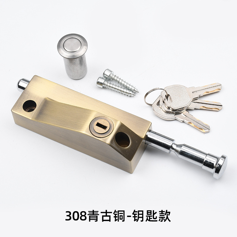 旋转门插销铝合金有框门插销落地插销明装木门弹簧插销锁地插销|undefined
