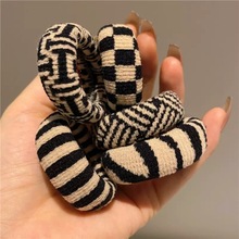 2025新款日韩外贸百搭棋盘格发圈加粗高弹力发绳耐用不伤发