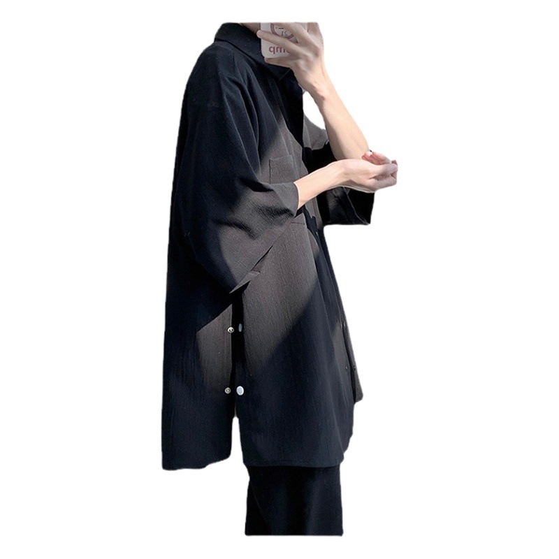 Camisa de estilo VIBE camisa de diseño juvenil de marca de moda para hombre camisa de estilo novio francés de manga 3/4 sin género