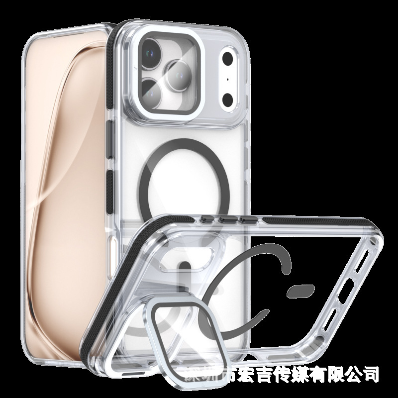 适用苹果iPhone17Pro讯彩镜头膜支架透明磁吸手机壳三星S25保护套|undefined