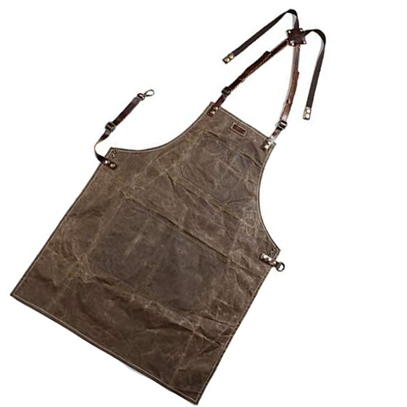 Transfronterizo Amazon Europa y América delantal logotipo personalizado con corte de pelo de bolsillo mono hombres y mujeres delantal de lona gruesa sobre cera