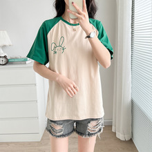 哺乳上衣夏季外出纯棉短袖T恤辣妈款产后哺乳衣夏装时尚喂奶衣服