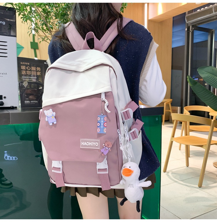 Simple, large-capacity, high-appearance-level college student schoolbag, female high school student computer backpack, niche Haraju-style male backpack undefined