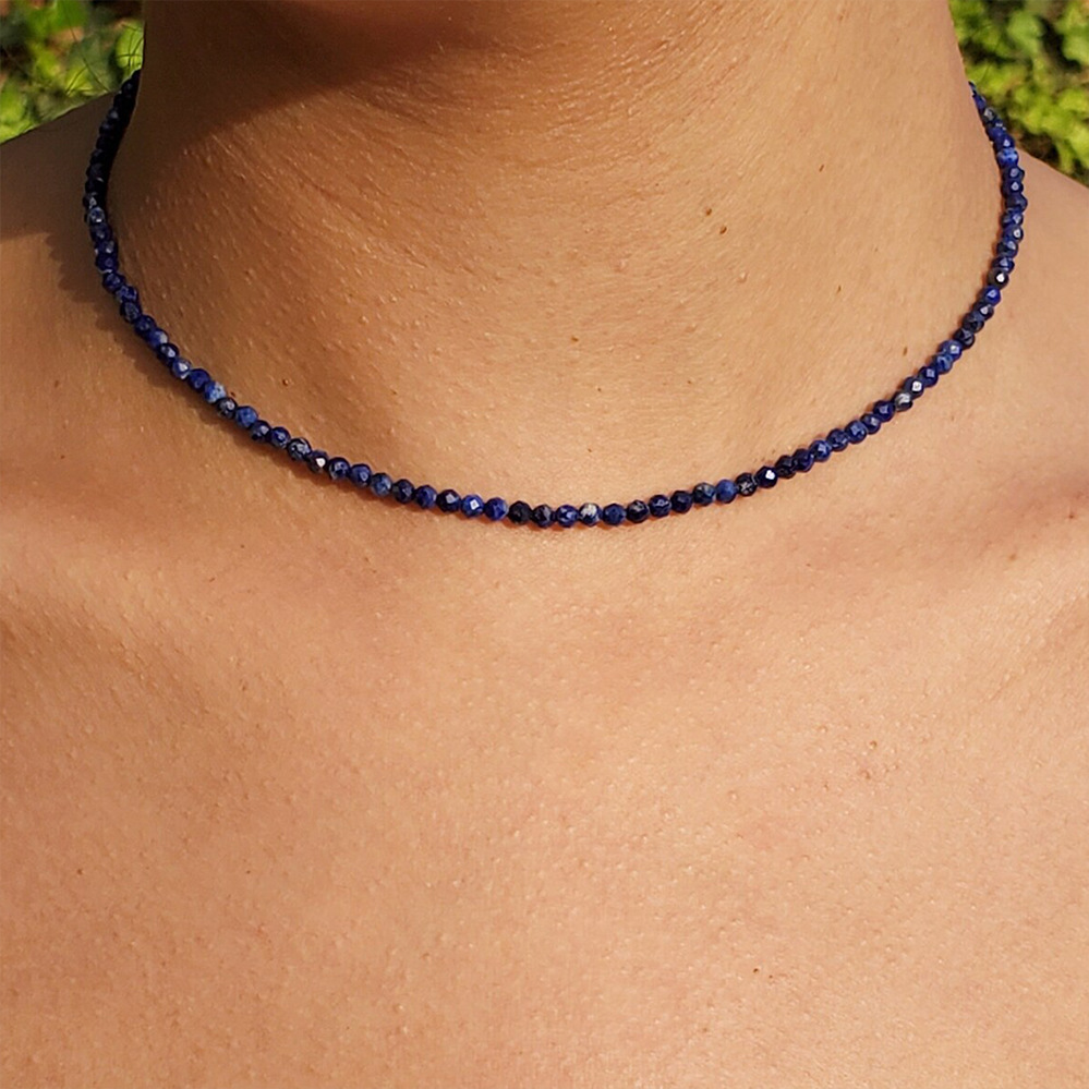 Fashion Solid Color natural stone Titanium Steel Patchwork Necklace 1 Piece