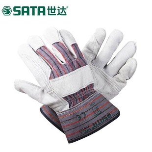 sata FS0101 Economical Half Leather Gloves Non-slip Wear-resistant Construction Site Handling Cast Labor Protection Gloves