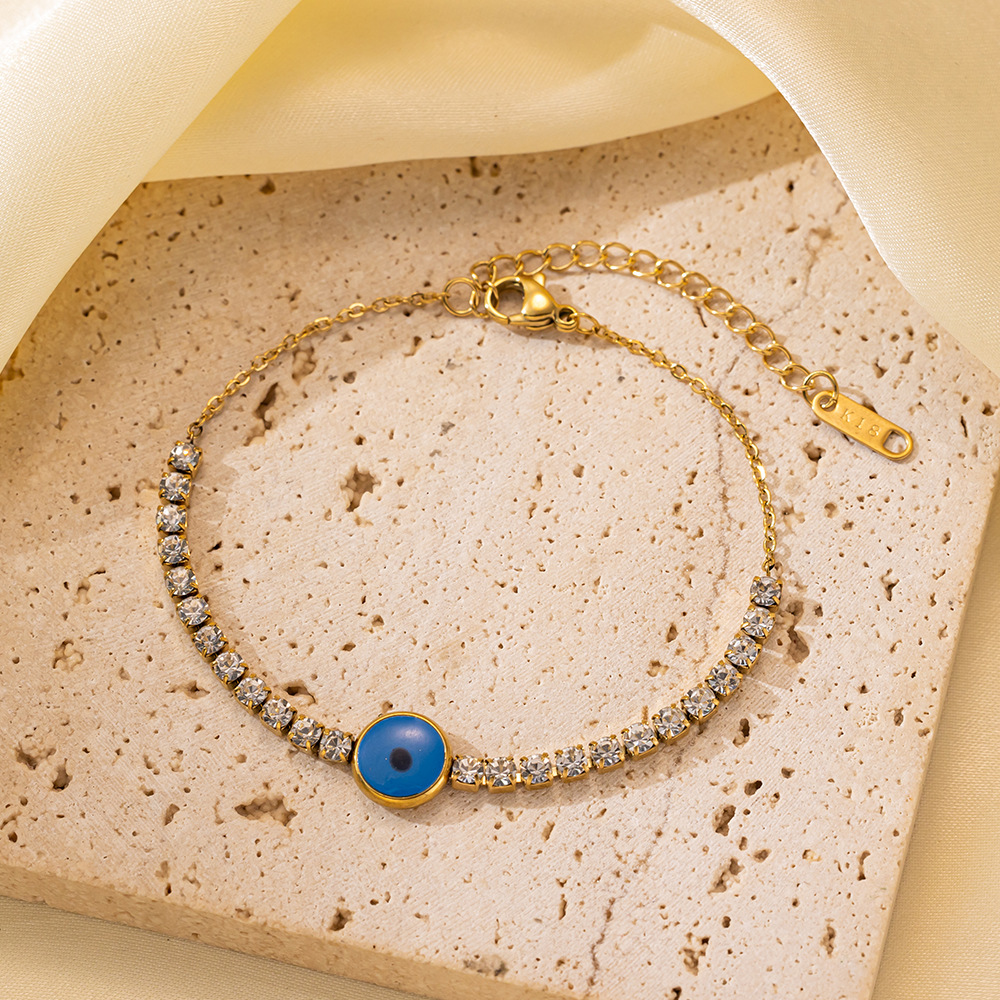 25g Weight 0.03µm-0.05µm Gold Plating Thickness PVD Coated Gold Plating Process 18K Real Gold Plated Plating Material 304 Stainless Steel Pendant Material Zircon Inlay Material Bracelets Classification 304 Stainless Steel Chain Material Cuban Link Chain Curb Chain, box chain, Twisted Rope Chain, snake chain, figaro chain Chain Type 1 Piece Quantity Daily Occasion 304 Stainless Steel Material Eye, Flower, Butterfly Pattern Women's Gender Casual, Simple Style Style Enamel, Inlay Craft Casual Simple Style Eye Flower Butterfly Titanium Steel Zircon Bracelets In Bulk 15