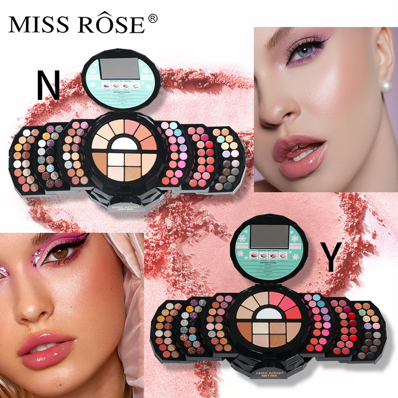 MISS ROSE 108 color pearlescent eye shadow lipstick cosmetic case matte blush thin flash eye shadow plate set