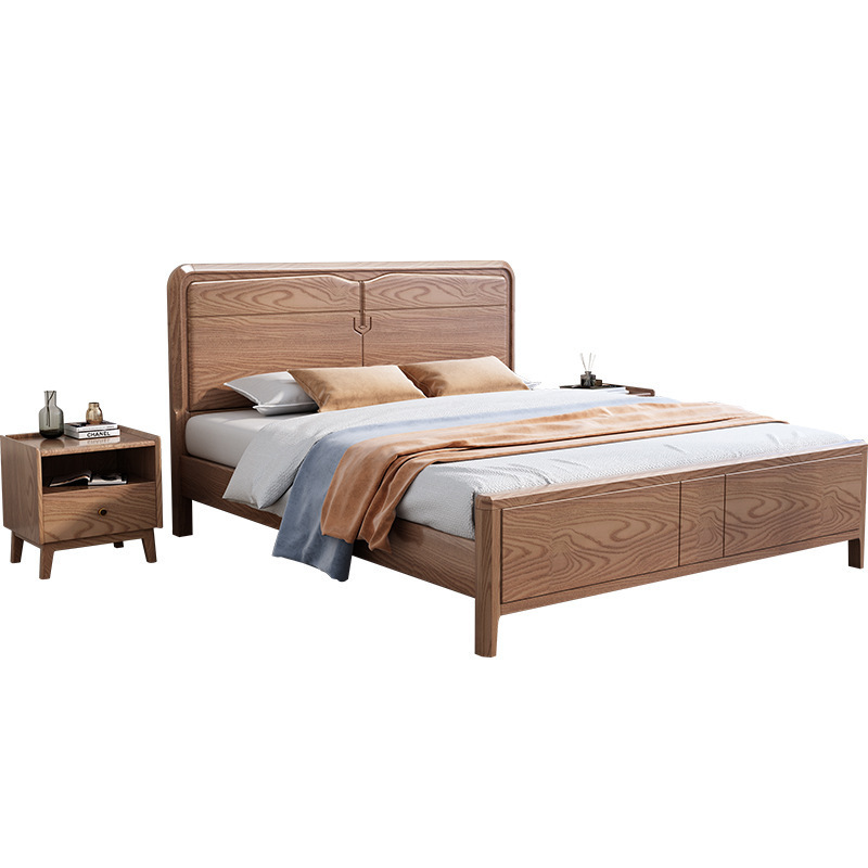 Cama de madera maciza de Fresno dormitorio principal moderno simple 1,8 m cama doble cama de boda de madera nórdica cama silenciosa