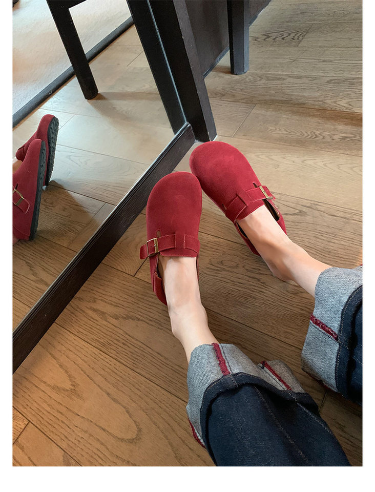 Giày lười nữ da thật lót lông cừu đế dày, giày slip-on cổ thấp giữ ấm mùa đông — Hàng sẵn sàng nhung đỏ, Khaki cộng với nhung sẵn có, Màu nâu cộng với nhung sẵn có, Nhung nâu có sẵn chi tiết 22