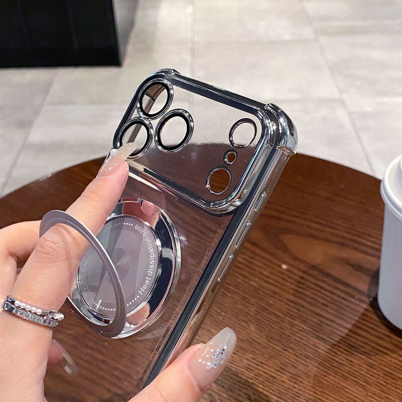 适用iPhone17promax四角防摔手机壳360旋转磁吸支架苹果16保护套|undefined