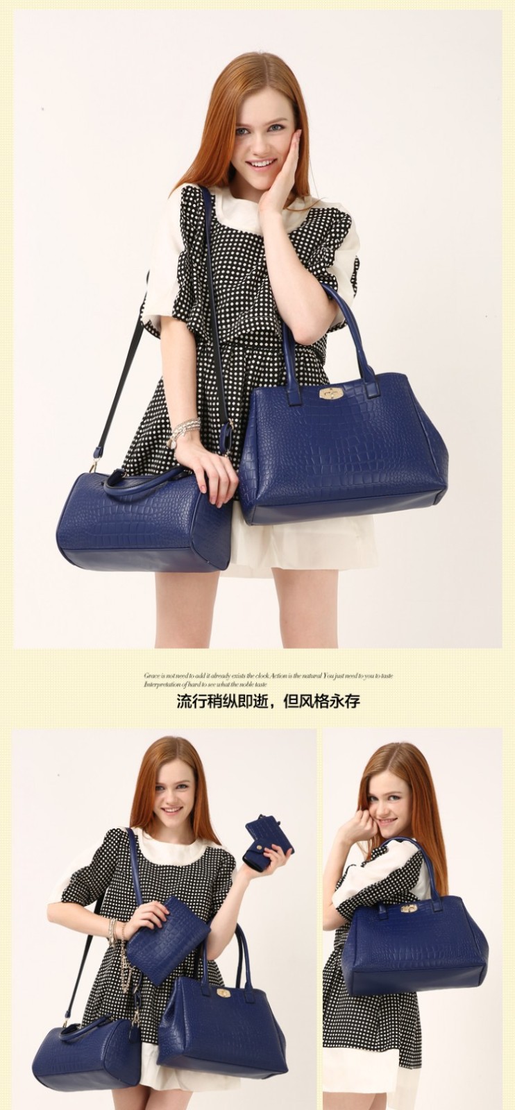 The first generation of the classic cross-border women's bag, the crocodile pattern mother-and-child bag five-piece set, single-shoulder crossbody handbag for Spring 2024 is now available undefined