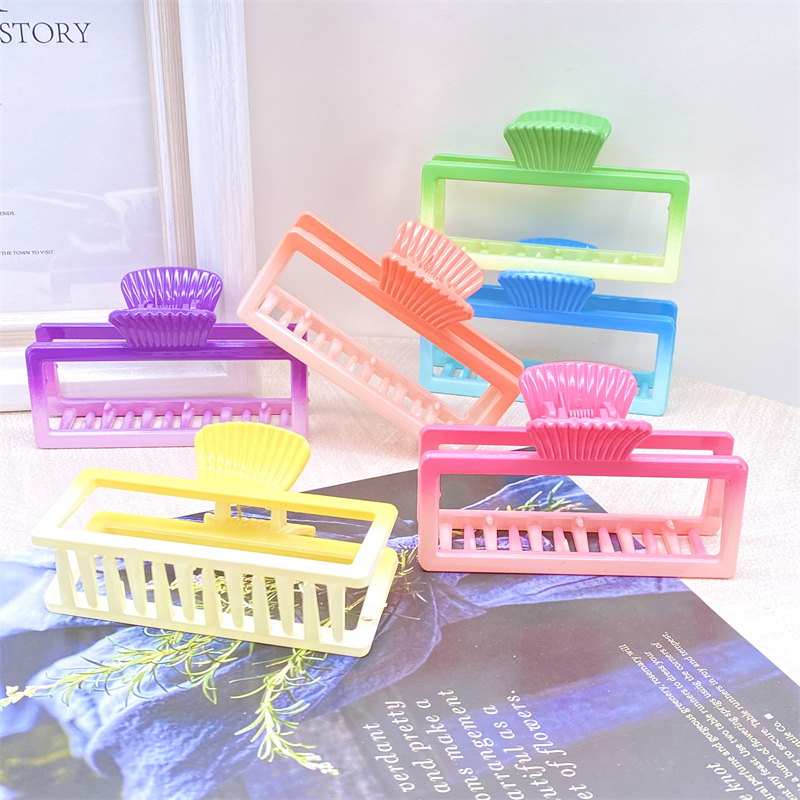 Nuevo color brillante gradiente cuadrado grande pequeño y mediano tamaño horquilla clip de la cabeza de la espalda de las mujeres dos yuanes tienda de accesorios de cabeza