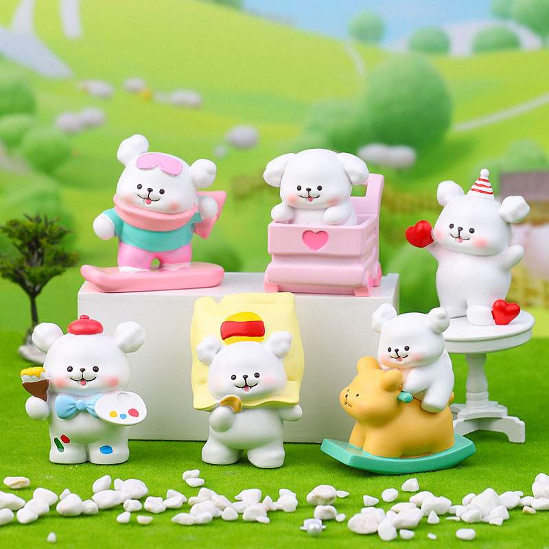 Cartoon cute fun puppy blind box hand doll car desktop decorations student gifts wholesale