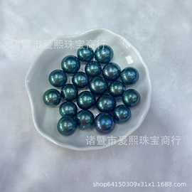 14-16mm统货 大溪地孔雀绿色 大淡水珍珠 圆珠散珠裸珠批发星空