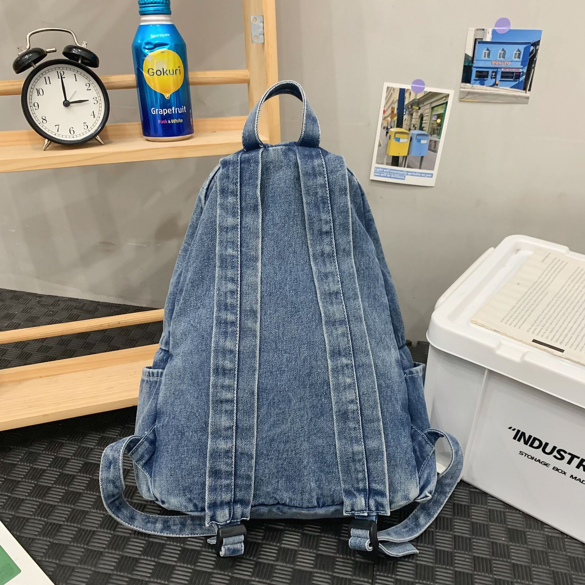 Mochila Mochila de mezclilla para estudiantes universitarios Mochila de gran capacidad para secundaria y preparatoria Mochila de viaje simple casual de moda al por mayor