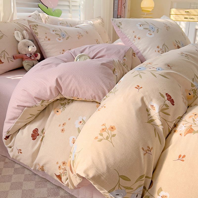 Ropa de cama de algodón americano de cuatro piezas Invierno 100 sábanas de algodón Funda de edredón Funda de edredón Juego de tres piezas 2025 Nuevo 4