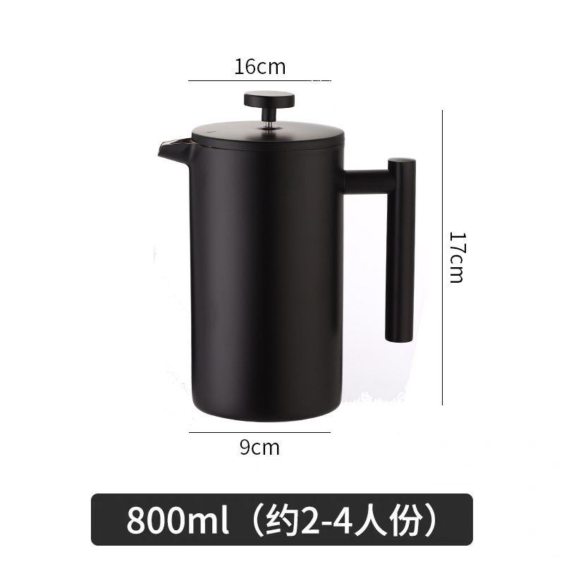 304 ステンレス鋼フレンチプレスコーヒーポットフレンチハンドブリューコーヒー器具ティーメーカー二重層断熱ティーポット|undefined