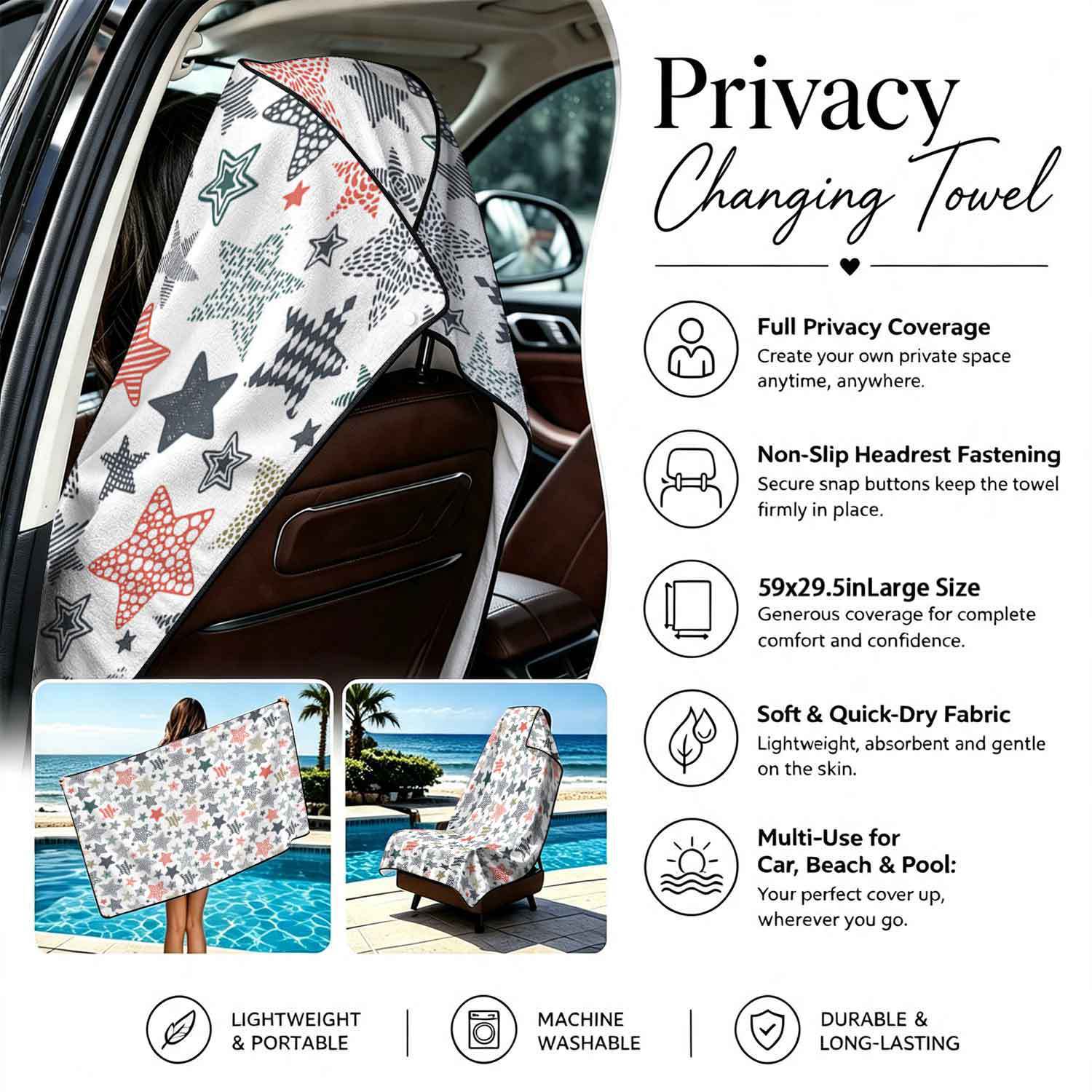 Geometric Bath Towel Car Seat Cover 2-in-1 Microfiber Outdoor Beach Car Dual-Use Universal Seat Cushion