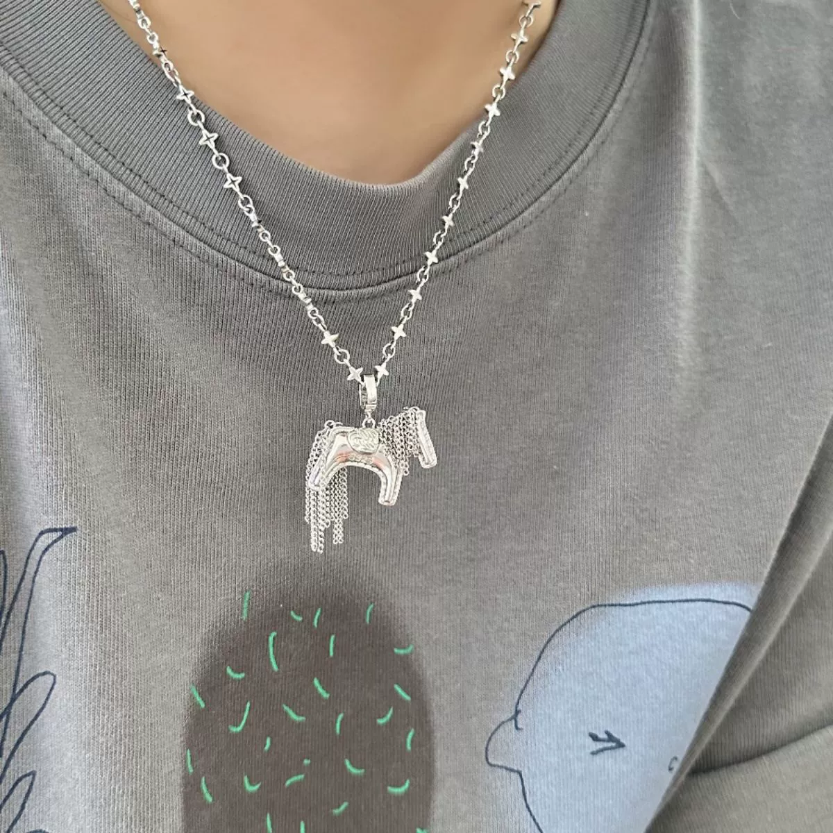 П Pony, корейская подвеска, свежий симпатичный универсальный аксессуар, образец серебро 925, корейский стиль, стиль высокого качества, DIY, простой и элегантный дизайн