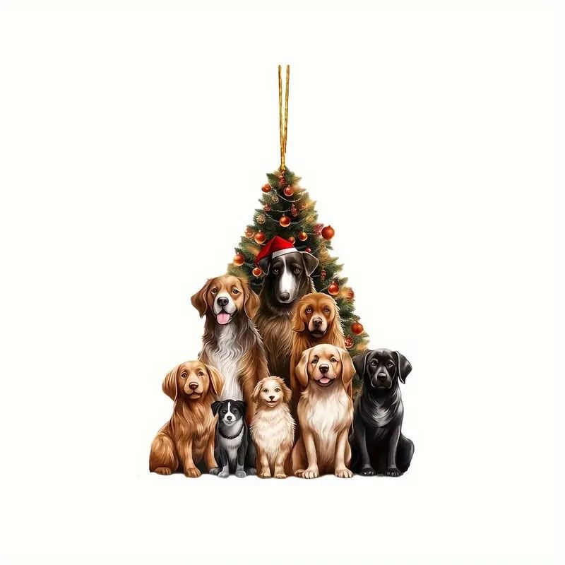 Transfronterizos 2D acrílico plano caricatura Navidad perros adornos colgantes de automóviles