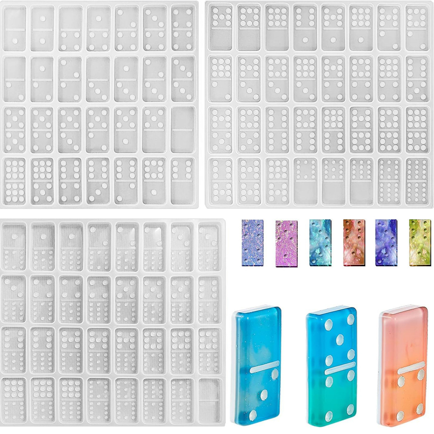 domino resin silicone mold drop glue diy pai nine chess game luen letter energy symbol