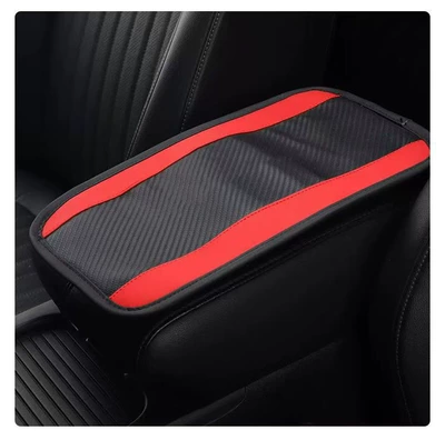 Cross-Border Armrest Box Mat, Universal for All Seasons, Car Booster Cushion, Central Cushion, Armrest Protector, Leather Handrail Protection (Armrest box pad) - red