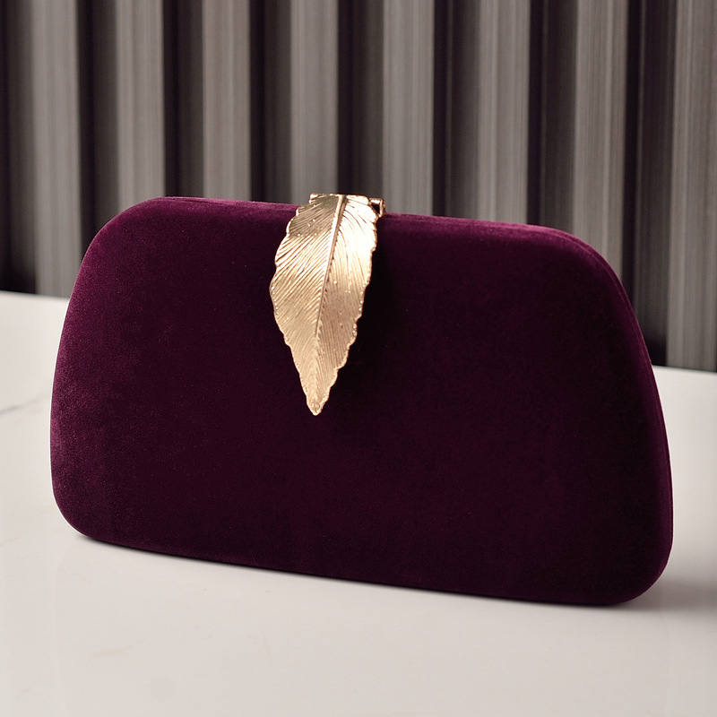 Nuevo comercio exterior transfronterizo bolsa de cena de terciopelo hoja bolso de mujer bolso cheongsam bolso de mano celebridad bolso de fiesta de terciopelo