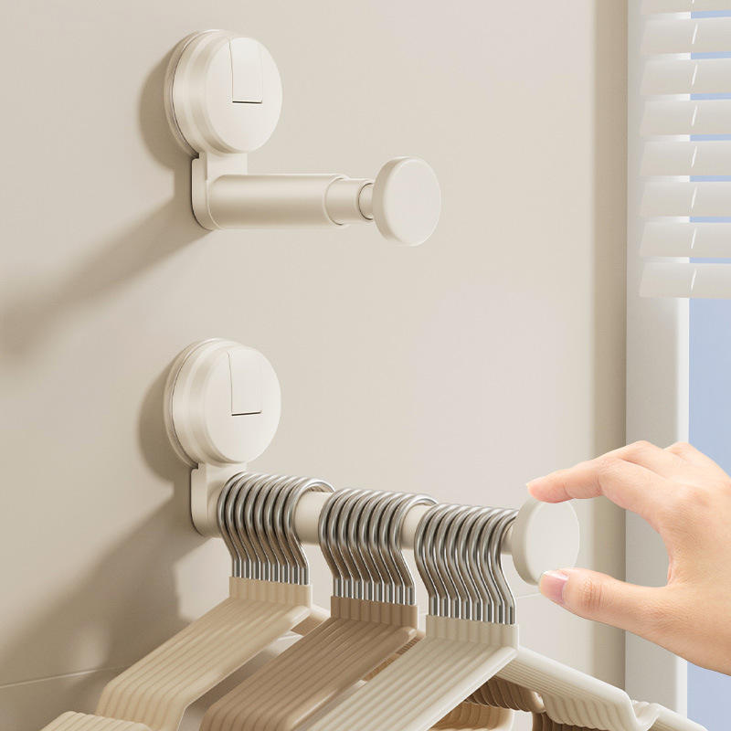 Suction Cup Clothes Hanger Storage Artifact Telescopic Balcony Household Wall-Mounted Punch Multi-Functional Clothes Drying Rack Wall Storage Rack